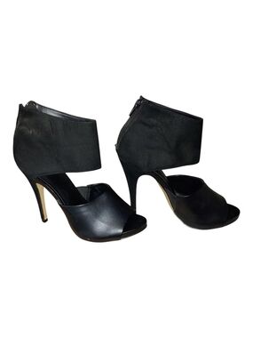 Black High Heel Peep-Toe Ankle Strap Heels